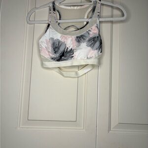 Fabletics Floral Sports Bra - Pink and Gray